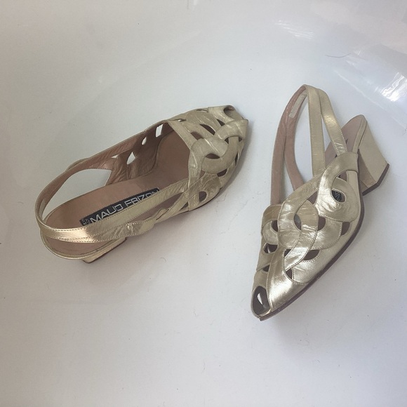 MAUD FRIZON Metallic Gold Slingback Heels - Picture 4 of 9